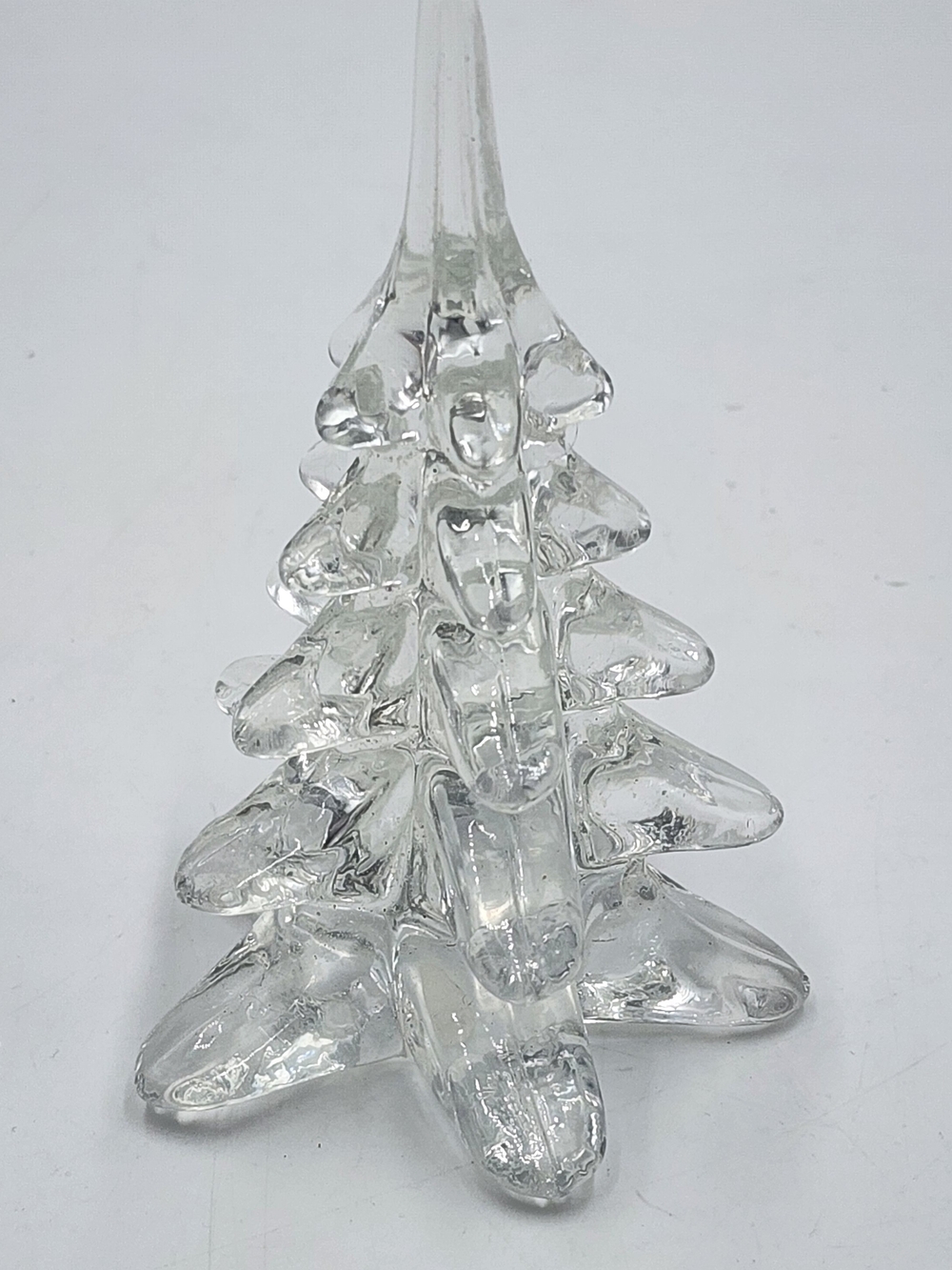 R.O.C. Clear Glass Christmas Tree Figurine Or Paper Weight Made in Taiwan